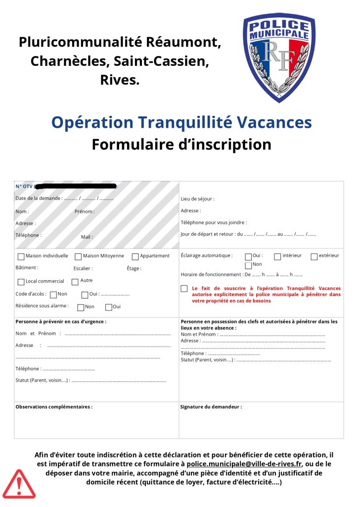 Formulaire OTV 2025